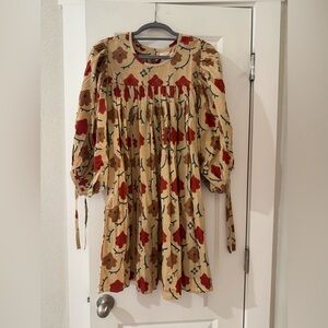 Christy Dawn Floral Mini Dress - Red and Brown